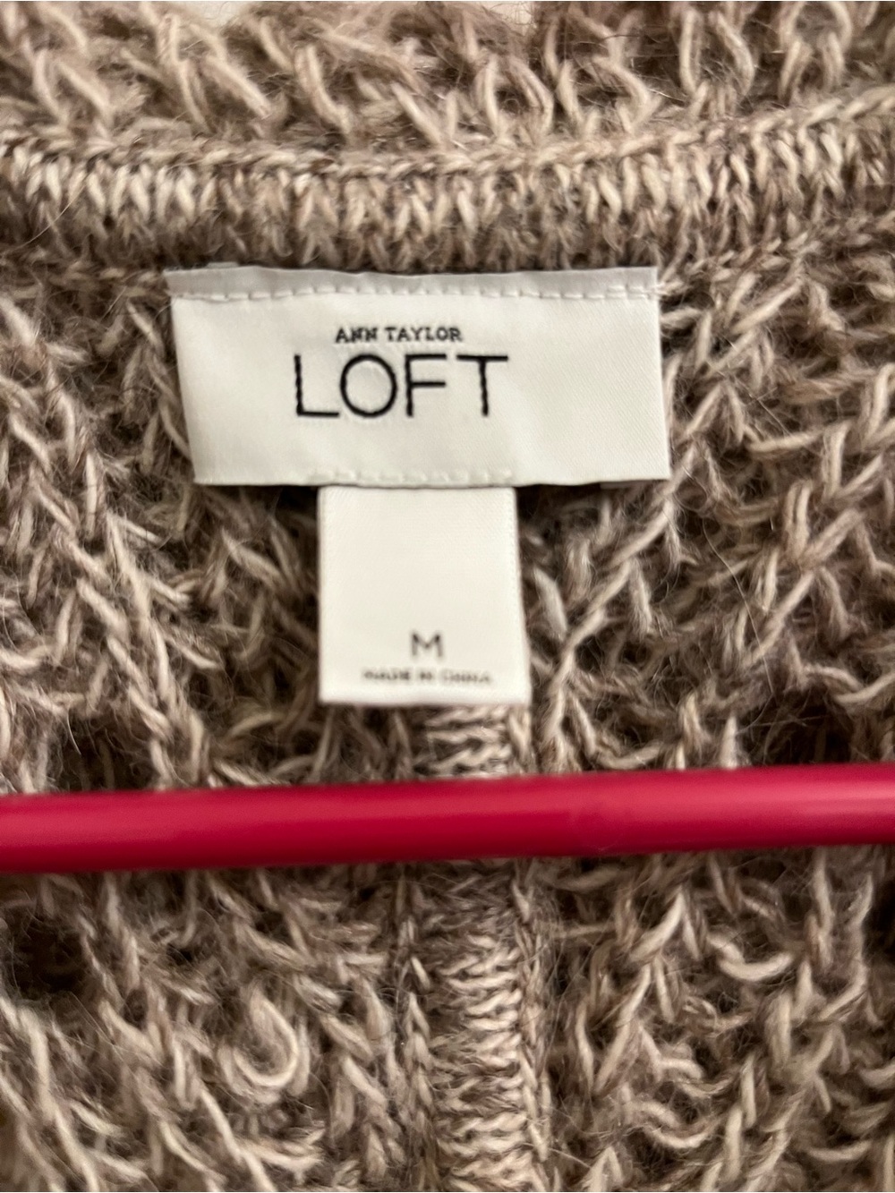 LOFT Taupe Open-Front Knit Sweater Vest with Draped Collar - Picture 3 of 4